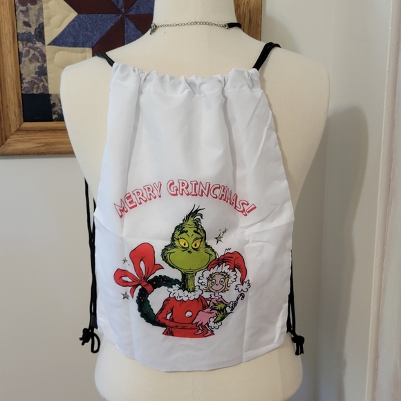 Merry Christmas Drawstring Cinch Bag Backpack Christmas Grinch 💚 C4 - Picture 6 of 7
